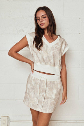 CAMO S/L TOP SKIRT SET