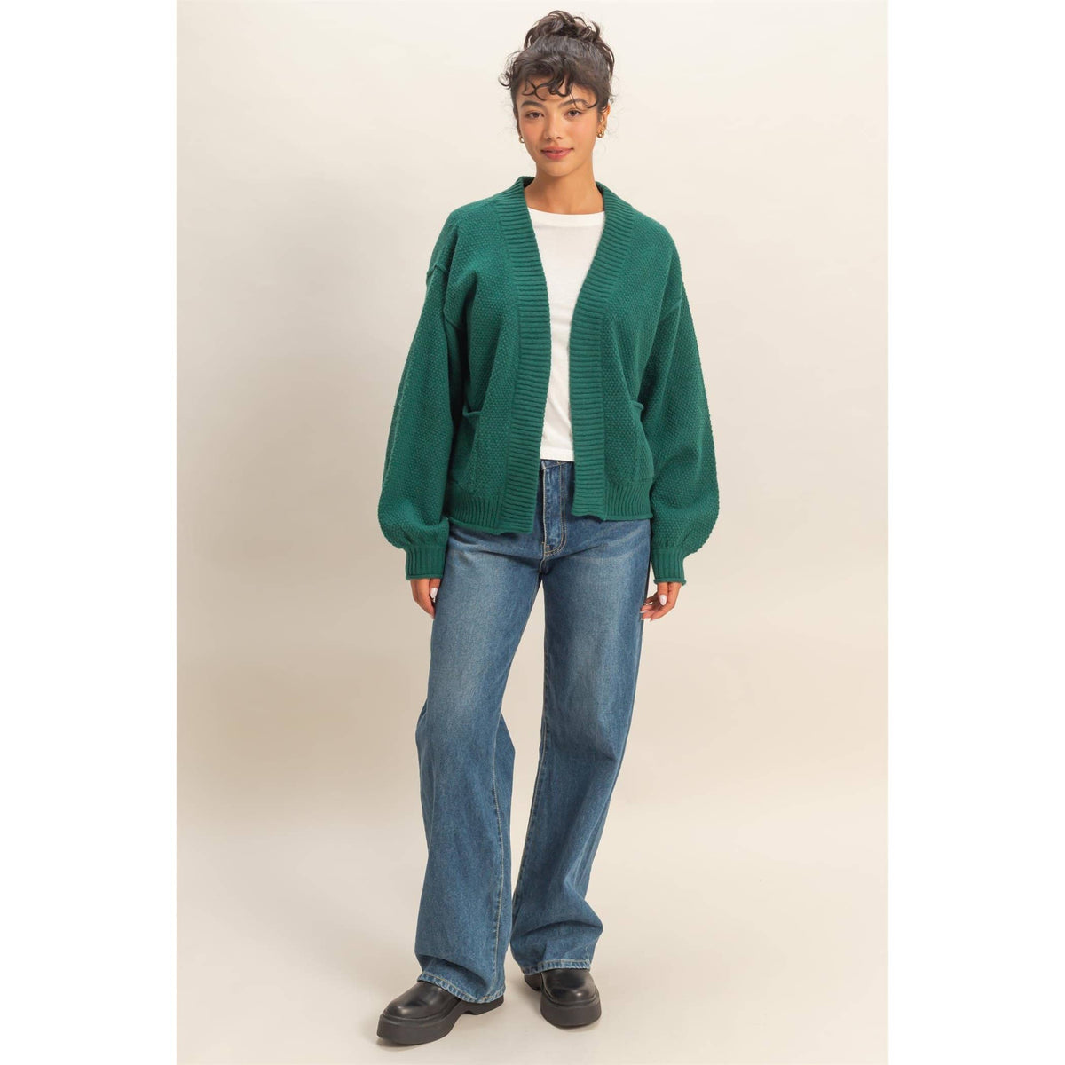 Oversized Textued Knit Cardigan Sweater
