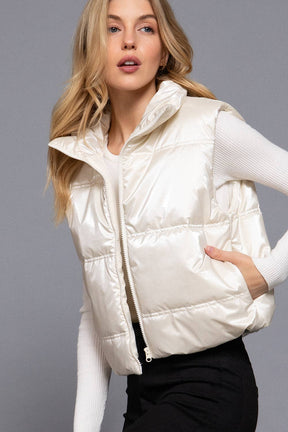 High Neck Zip Up Vest
