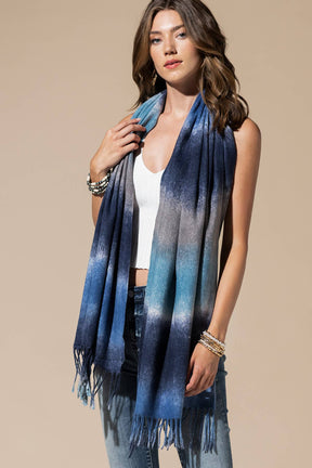 Multi-Color Oblong Scarf with Tassel