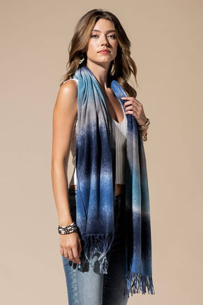 Multi-Color Oblong Scarf with Tassel
