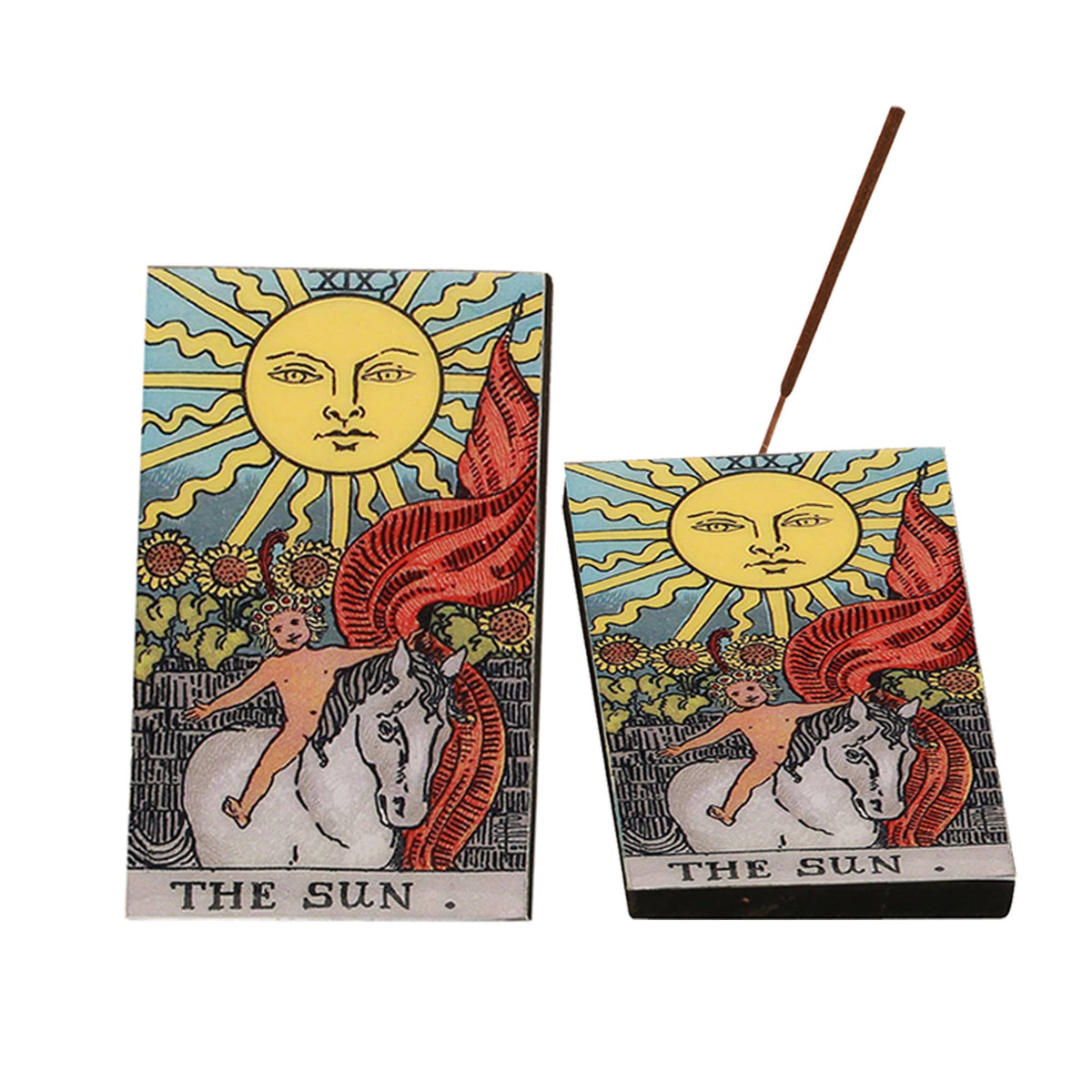 Wood Tarot Incense Holder (3 x 5 in. ) - The Sun