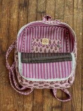Cotton Block Print Boho Backpack, Handmade Purple School Bag