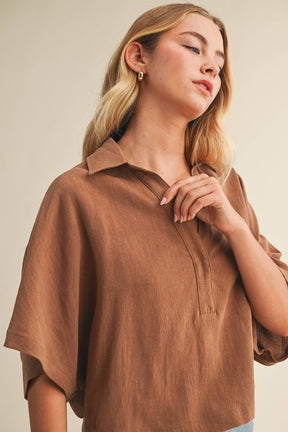 OVERSIZED POPOVER OPEN COLLAR TOP