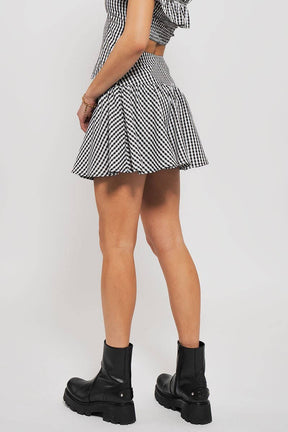 Gingham Side-Button Mini Skirt