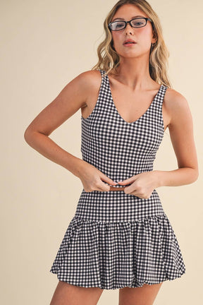 Gingham Print Aligned Performance Cropped Tank Top