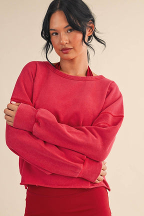 Mineral Wash Cutout Back Layering Sweatshirt