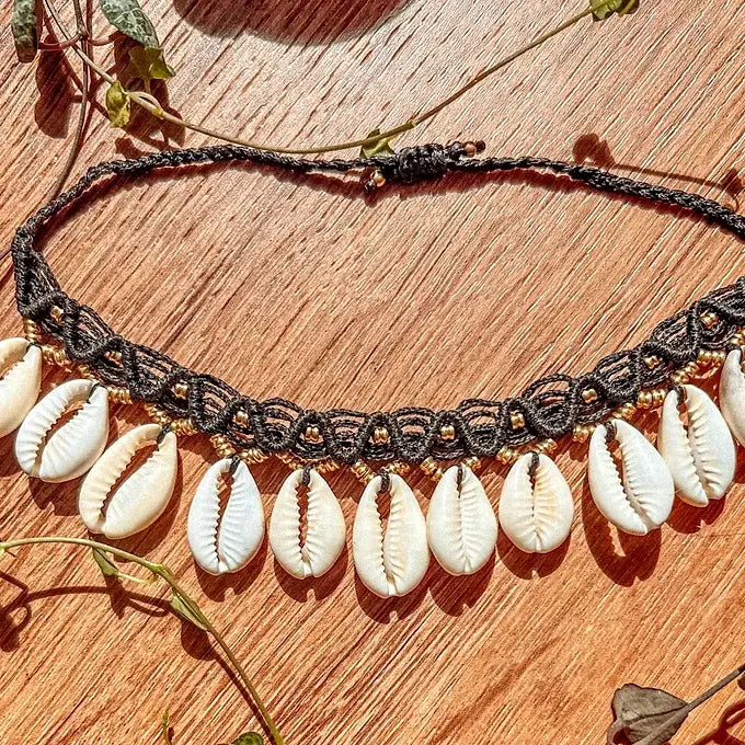 Shell Dangle Macrame Anklet