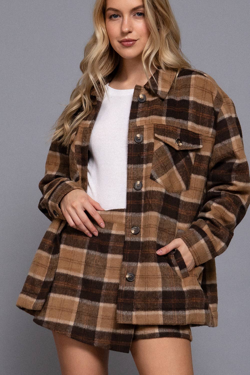 Front Wrap Plaid Short Pants