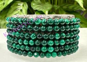 Natural Malachite 4mm 7.5” Crystal Bracelet