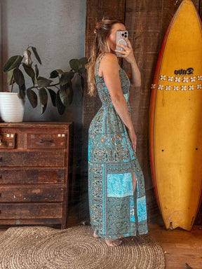 Boho Patchwork Summer Floral Dress, Cozy Beachy Lounge Dress