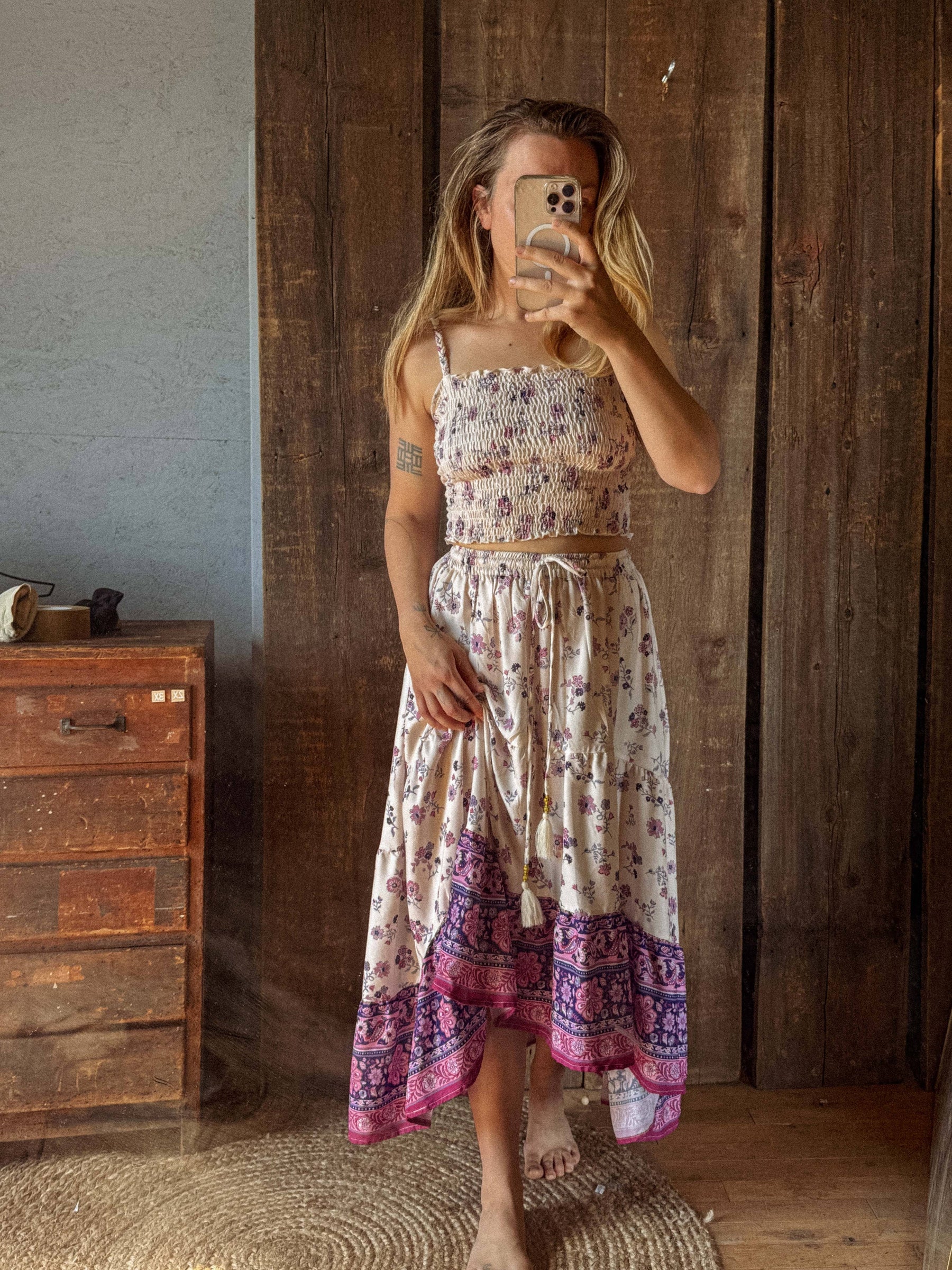 Boho Floral High Low Skirt, Free Spirit Skirt for Set