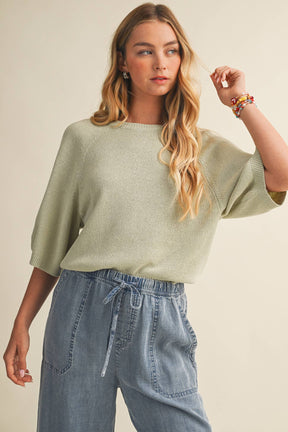 RAGLAN SHORT SLEEVE SWEATER