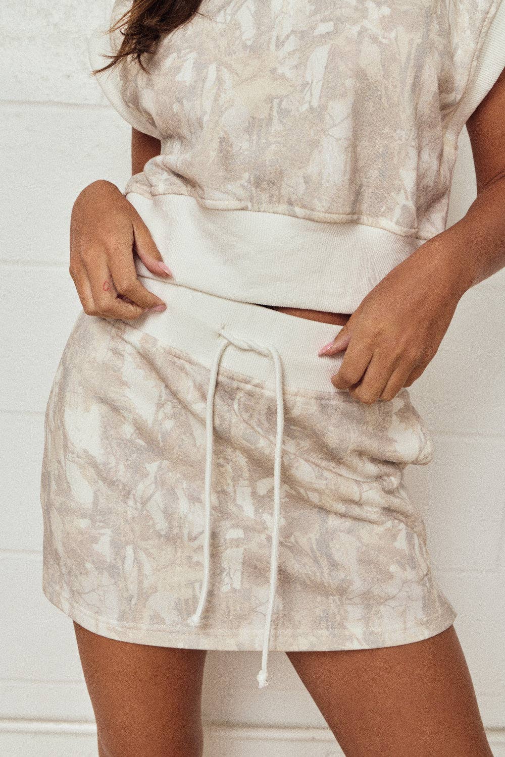 CAMO S/L TOP SKIRT SET
