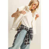 Cozy Sherpa Vest Jacket with Tie-Up Side Details