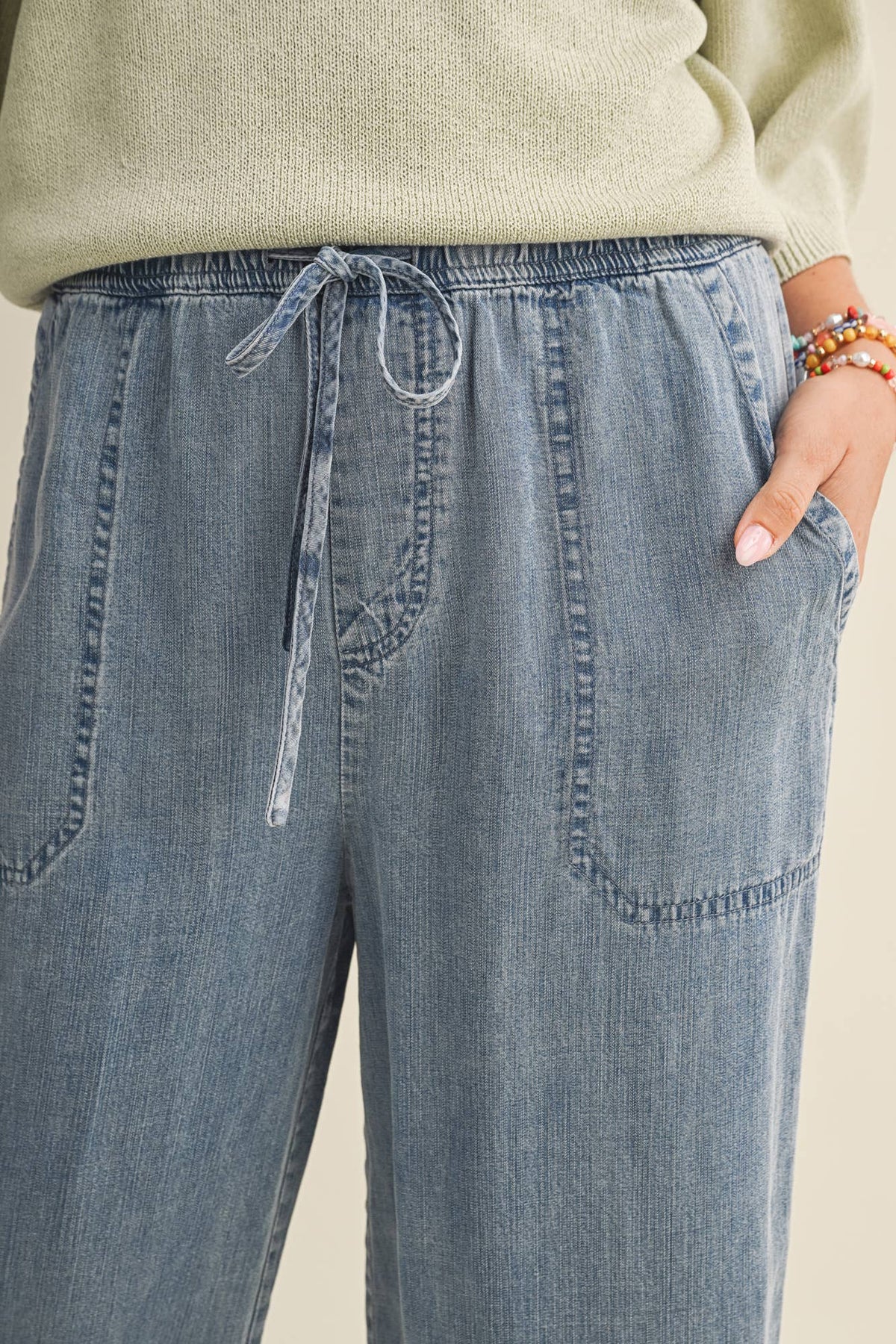 TENCEL CROPPED DENIM PANTS