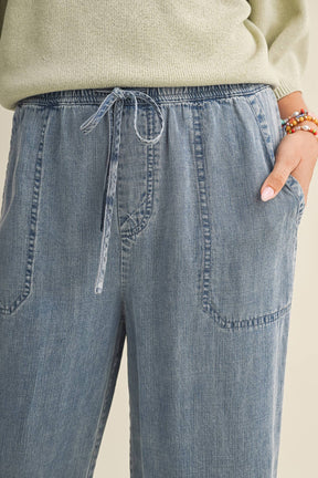 TENCEL CROPPED DENIM PANTS