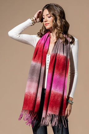 Multi-Color Oblong Scarf with Tassel