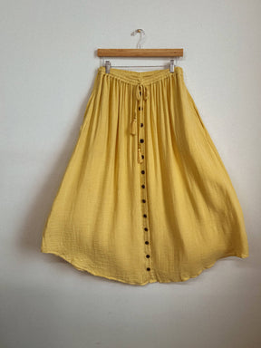 Beachy Boho Bamboo Cotton Button Skirt, Bohemian Maxi Skirt