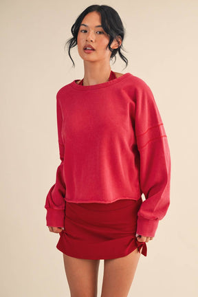Mineral Wash Cutout Back Layering Sweatshirt
