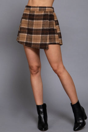 Front Wrap Plaid Short Pants