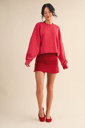 Mineral Wash Cutout Back Layering Sweatshirt