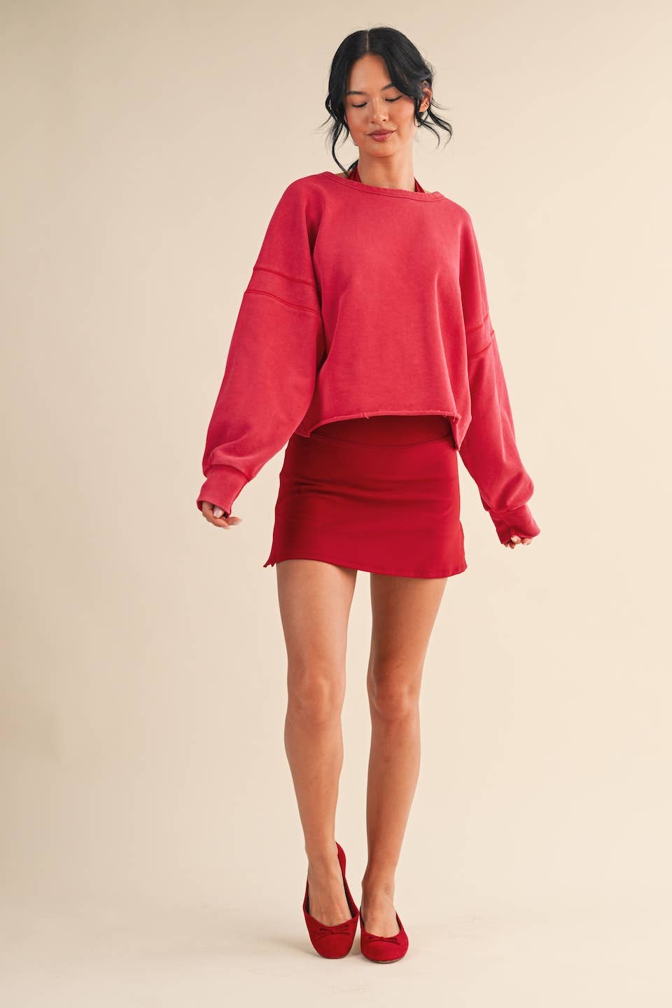 Mineral Wash Cutout Back Layering Sweatshirt