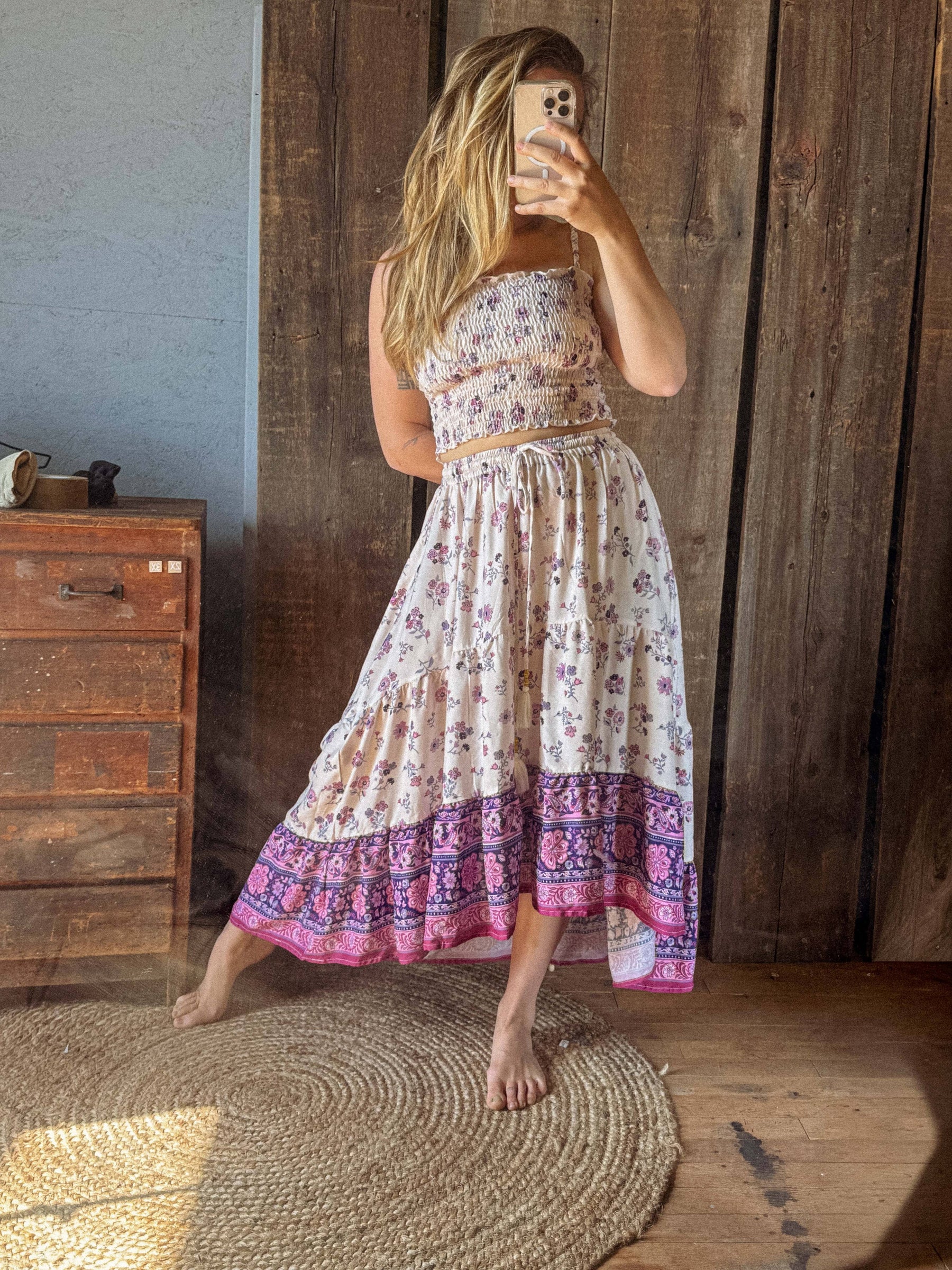 Boho Floral High Low Skirt, Free Spirit Skirt for Set