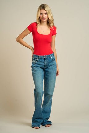 55079  Soft Stretch Scoop Neck Bodysuit