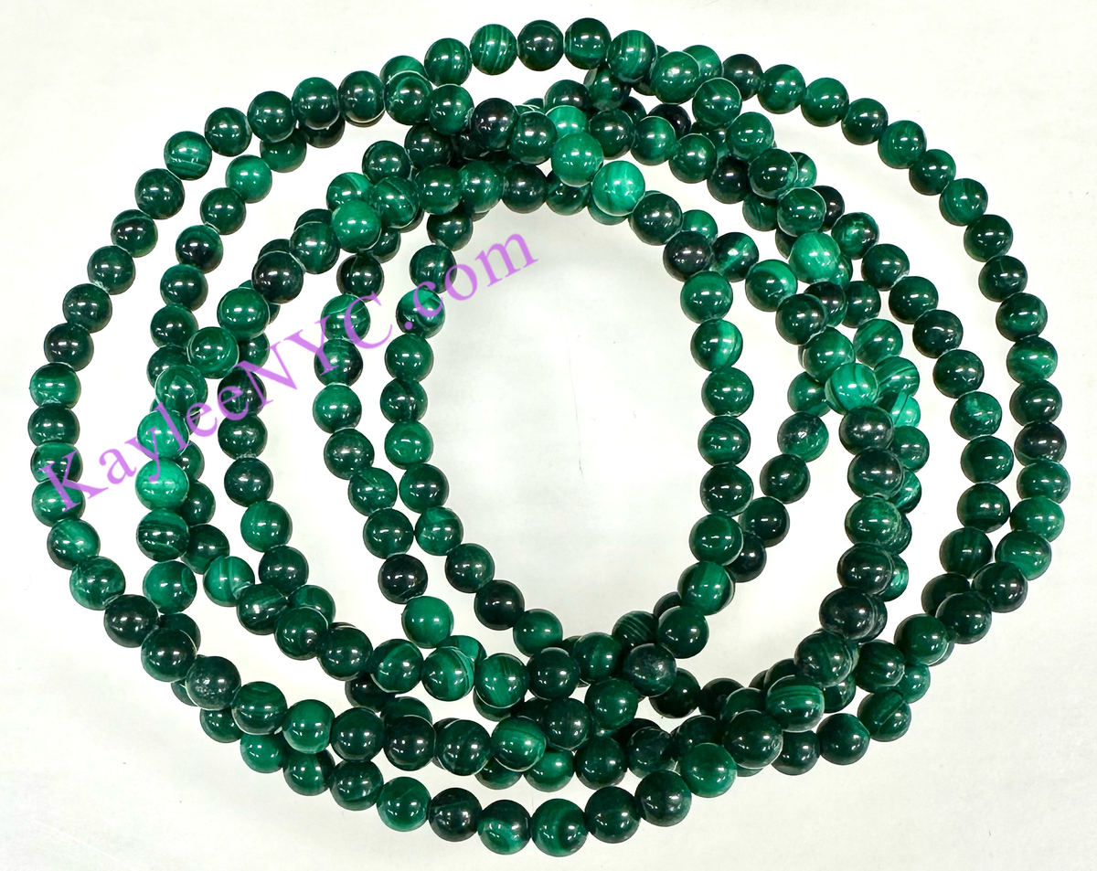 Natural Malachite 4mm 7.5” Crystal Bracelet