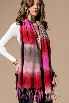 Multi-Color Oblong Scarf with Tassel