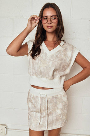 CAMO S/L TOP SKIRT SET