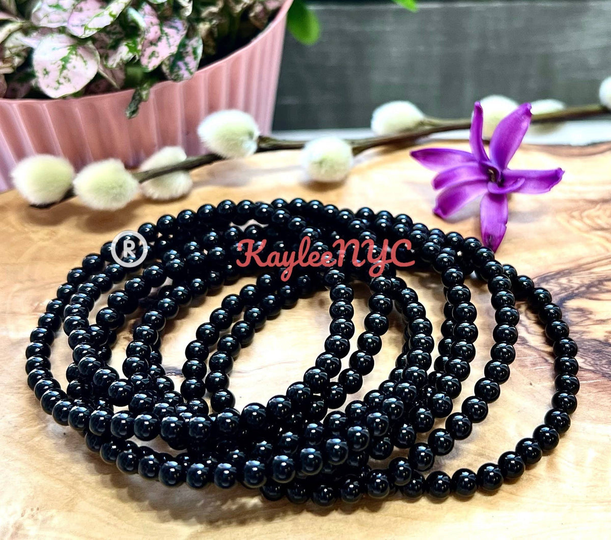 Natural Black Tourmaline 4mm 7.5” Crysta