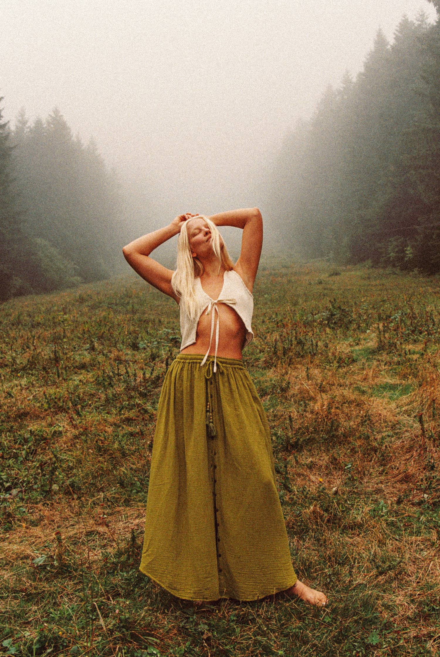Beachy Boho Bamboo Cotton Button Skirt, Bohemian Maxi Skirt