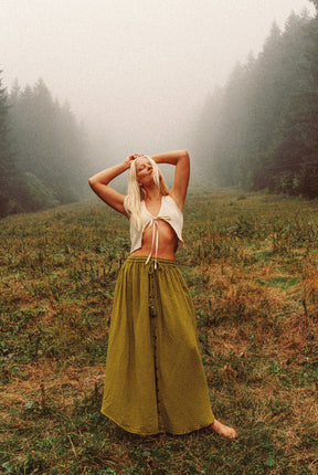 Beachy Boho Bamboo Cotton Button Skirt, Bohemian Maxi Skirt