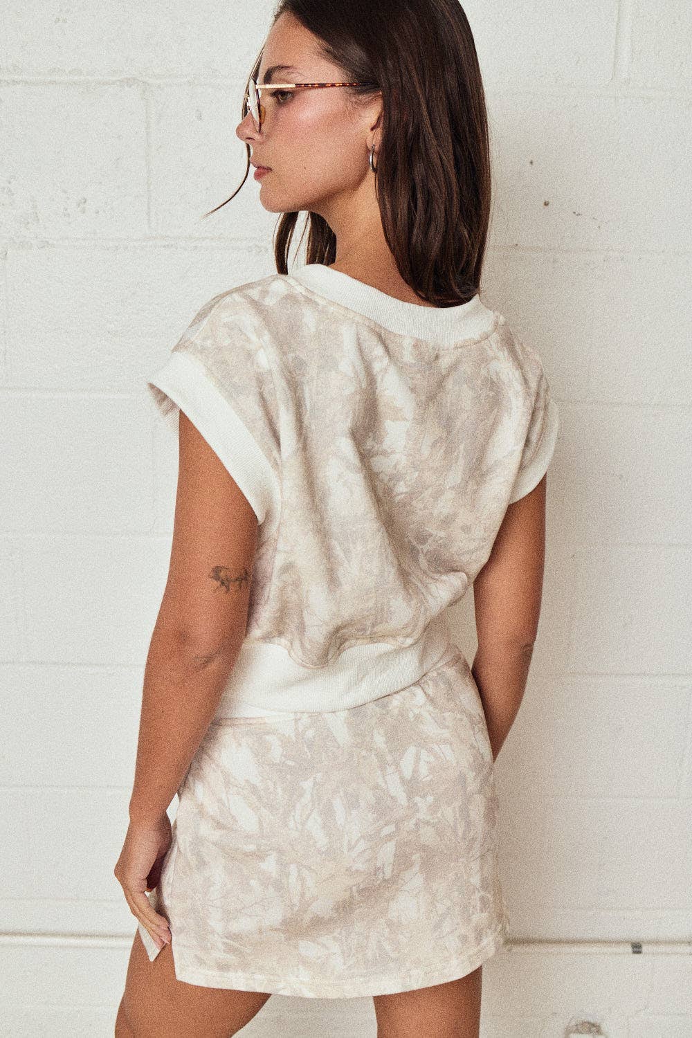 CAMO S/L TOP SKIRT SET