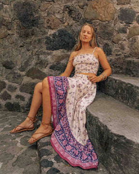 Boho Floral High Low Skirt, Free Spirit Skirt for Set