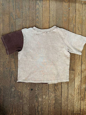 Yin Yang Brown Patchwork Tee | 100% Cotton