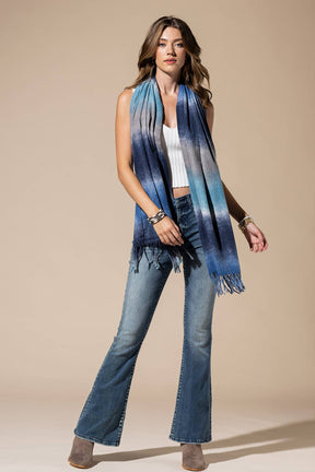 Multi-Color Oblong Scarf with Tassel