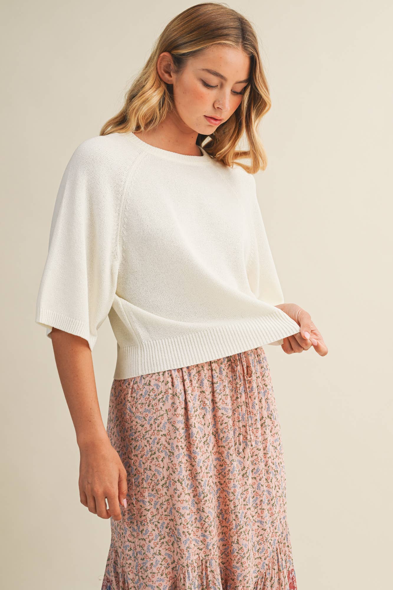 RAGLAN SHORT SLEEVE SWEATER