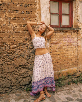 Boho Floral High Low Skirt, Free Spirit Skirt for Set