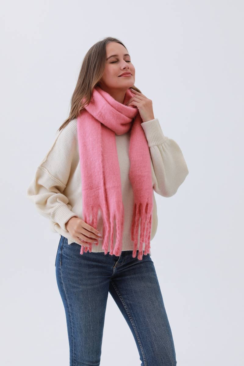 Cozy Knit Soild Scarf with Tassels - Bestseller!