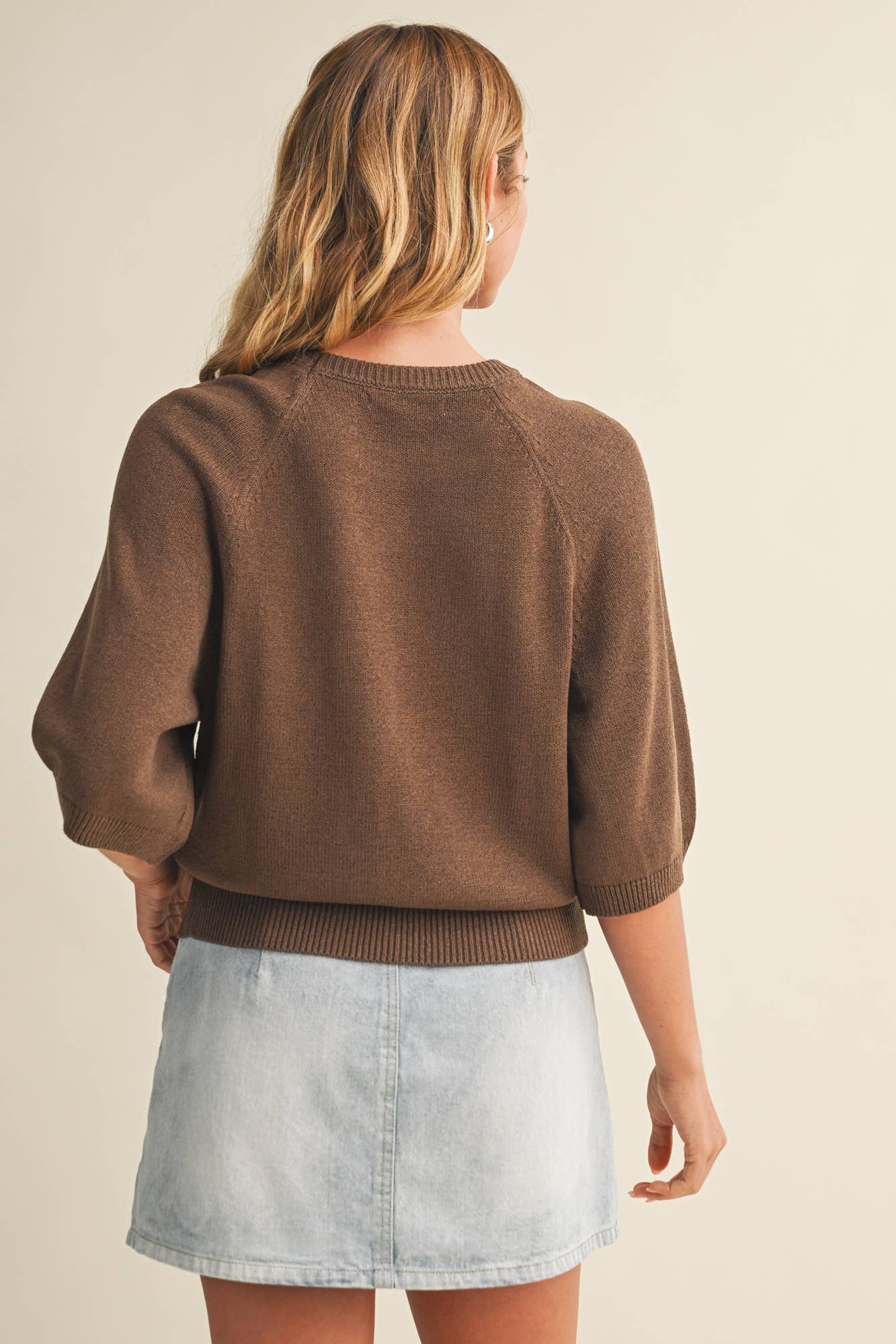 RAGLAN SHORT SLEEVE SWEATER