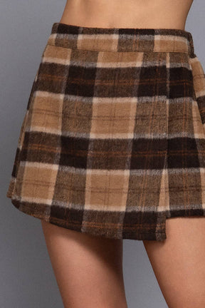 Front Wrap Plaid Short Pants