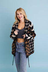 Sierra Spirit Geometric Street Style Knit Cardigan