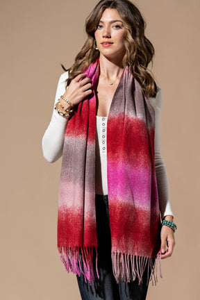 Multi-Color Oblong Scarf with Tassel