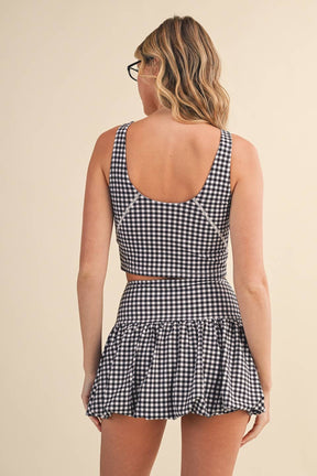 Gingham Print Aligned Performance Cropped Tank Top