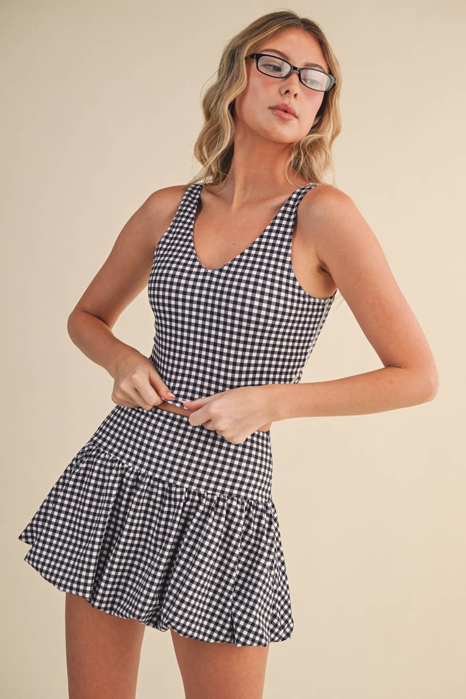 Gingham Print Aligned Performance Cropped Tank Top