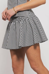 Gingham Side-Button Mini Skirt