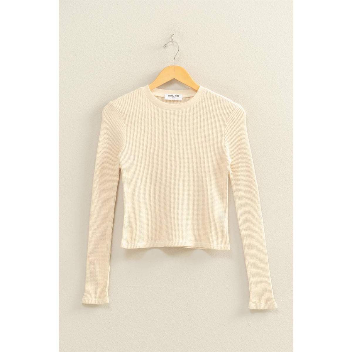 Mineral Wash Waffle Knit Long Sleeve Top